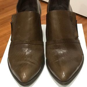 Khaki (brown) Side Zip Leather Booties